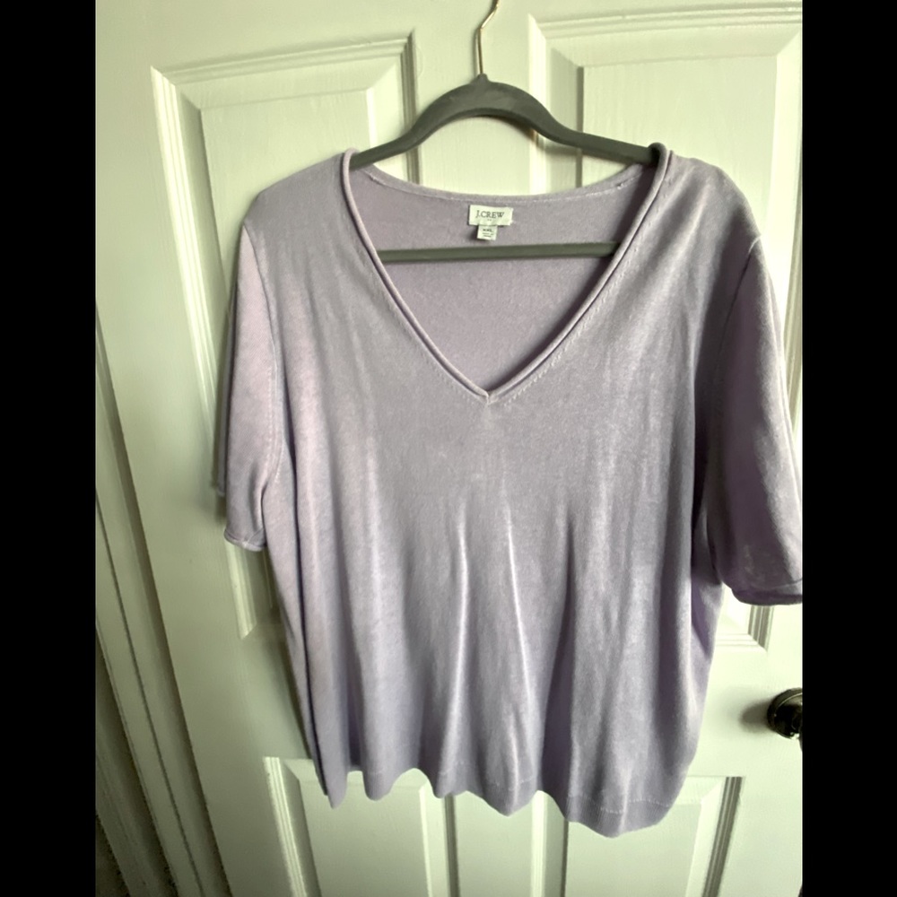 J. Crew V-Neck Half-sleeve Sweater in Lavender XXL